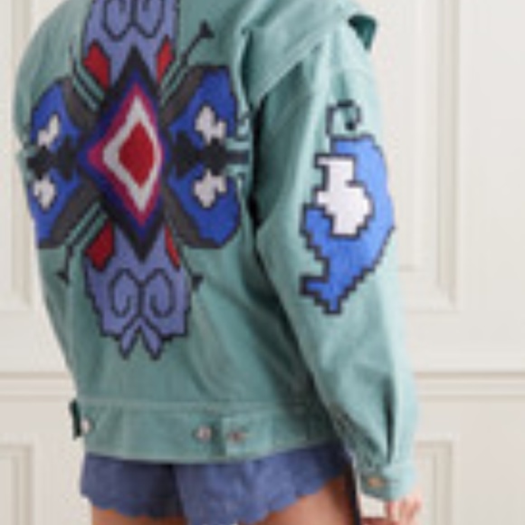 Isabel Marant Erial Oversized Convertible Embroidered Denim Jacket - 38 - Picture 4 of 13
